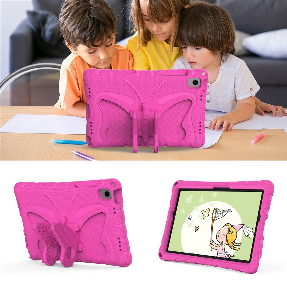 Samsung Galaxy Tab A11+ (Plus) / A9+ (Plus) EIDERWOOD Butterfly Børne Cover m. Skulderstrop & Ståfunktion - Pink