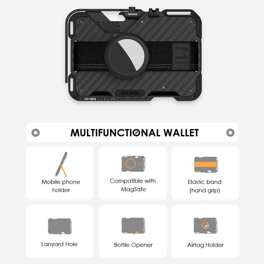 AULUMU Multifunktionel Kortholder - MagSafe Kompatibel - Sort Carbon
