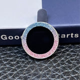 iPhone 13 / 13 minikamera linsebeskyttelse m. Glitterkant - Blå / Rosa