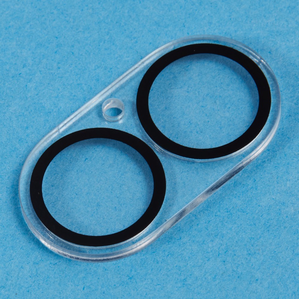 iPhone 16 Plus kamerabeskyttelse i herdet glass - gjennomsiktig m. Svart kant