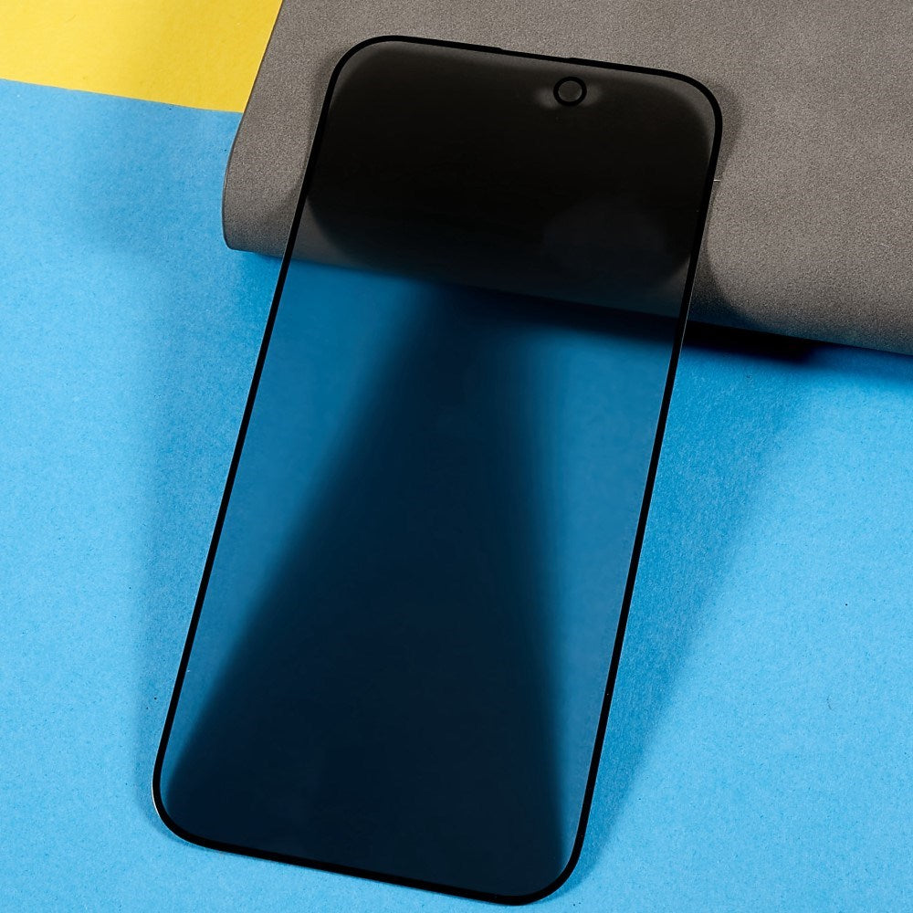 iPhone 16 skjermbeskytter i herdet glass m. Personvern - Full-Fit - Black Edge
