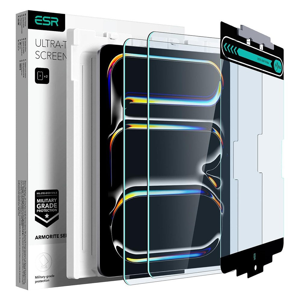 ESR iPad Pro 11" (2024) Skjermbeskytter i herdet glass inkl. monteringsramme - 2 pakke - Gjennomsiktig