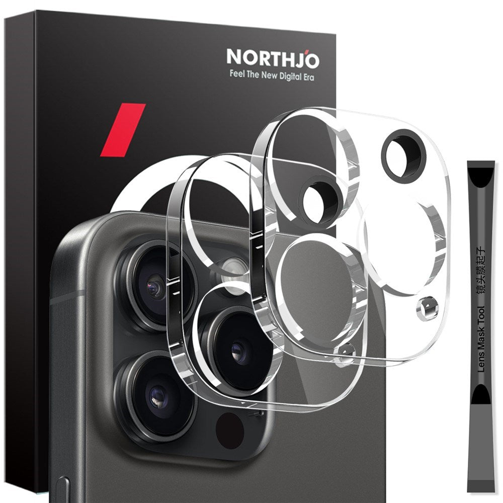 iPhone 16 Pro / 16 Pro Max NORTHJO Hærdet Kameralinsebeskyttelsesglas - 2 stk. - Gennemsigtig