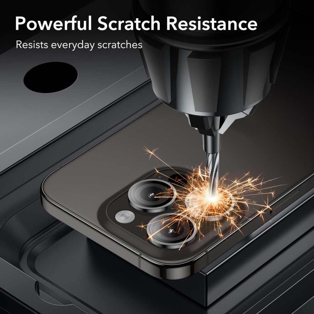 iPhone 16 / 16 Plus ESR kameralinse beskyttelsesglass - gjennomsiktig / svart