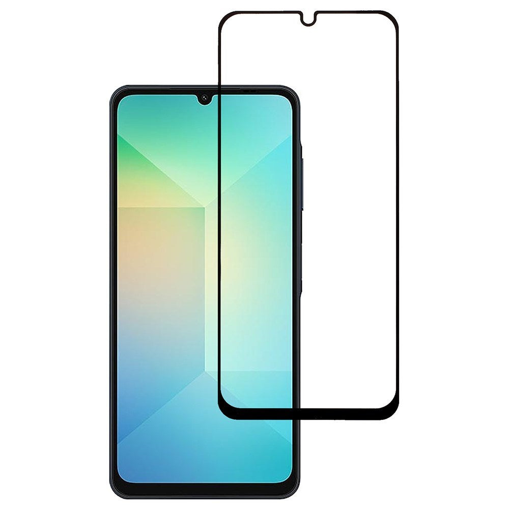 Samsung Galaxy A06 Skjermbeskytter i herdet glass - Full Fit - Gjennomsiktig / Sort kant
