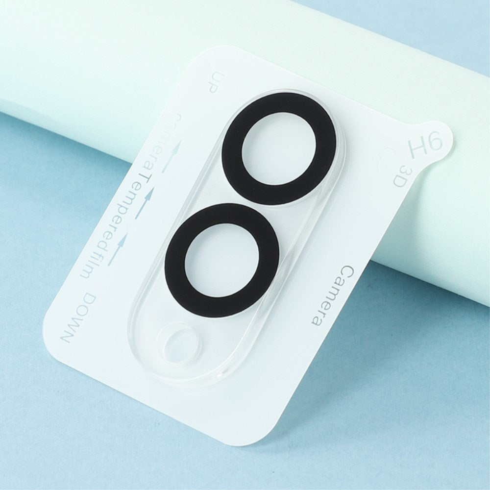 Samsung Galaxy S25 Edge Hærdet Beskyttelsesglas - Kameralinse - 2 Stk. - Gennemsigtig / Sort