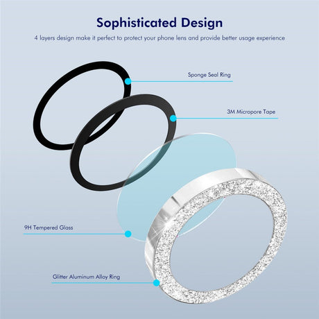 Samsung Galaxy Z Flip7 ENKAY Glitter Kameralinsebeskyttelse - Blå