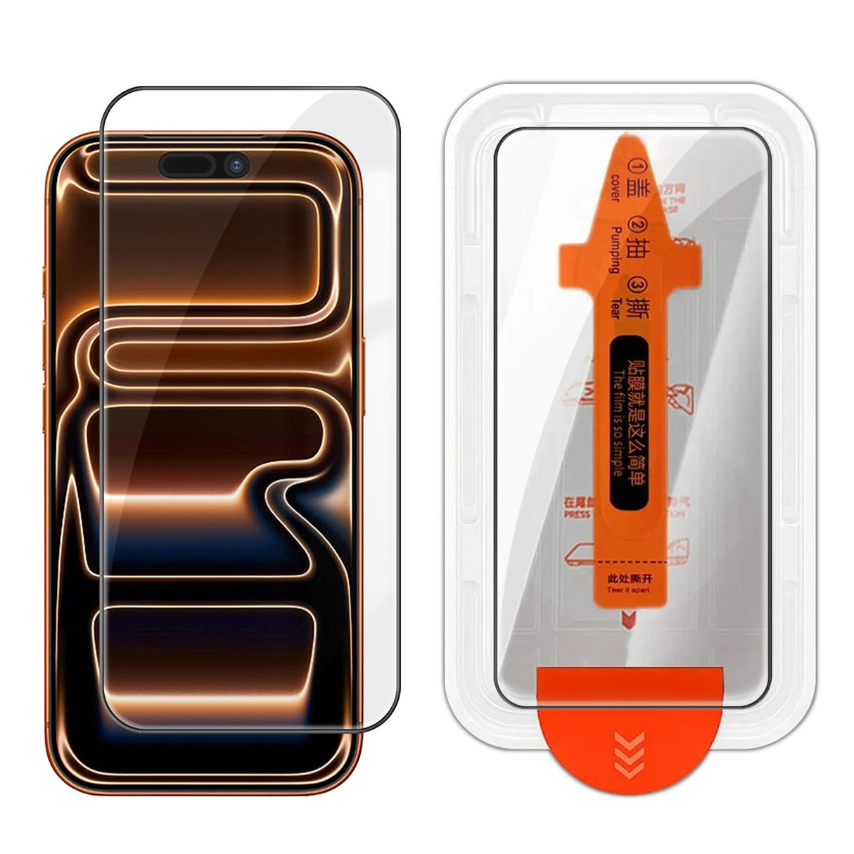 iPhone 18 Pro / 17 Pro Hærdet Skærmglas inkl. Installationsramme - Gennemsigtig