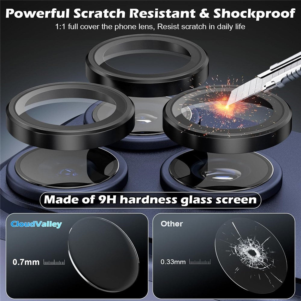 iPhone 18 Pro Metal og Glas Beskyttelse til Kameralinse - Sort