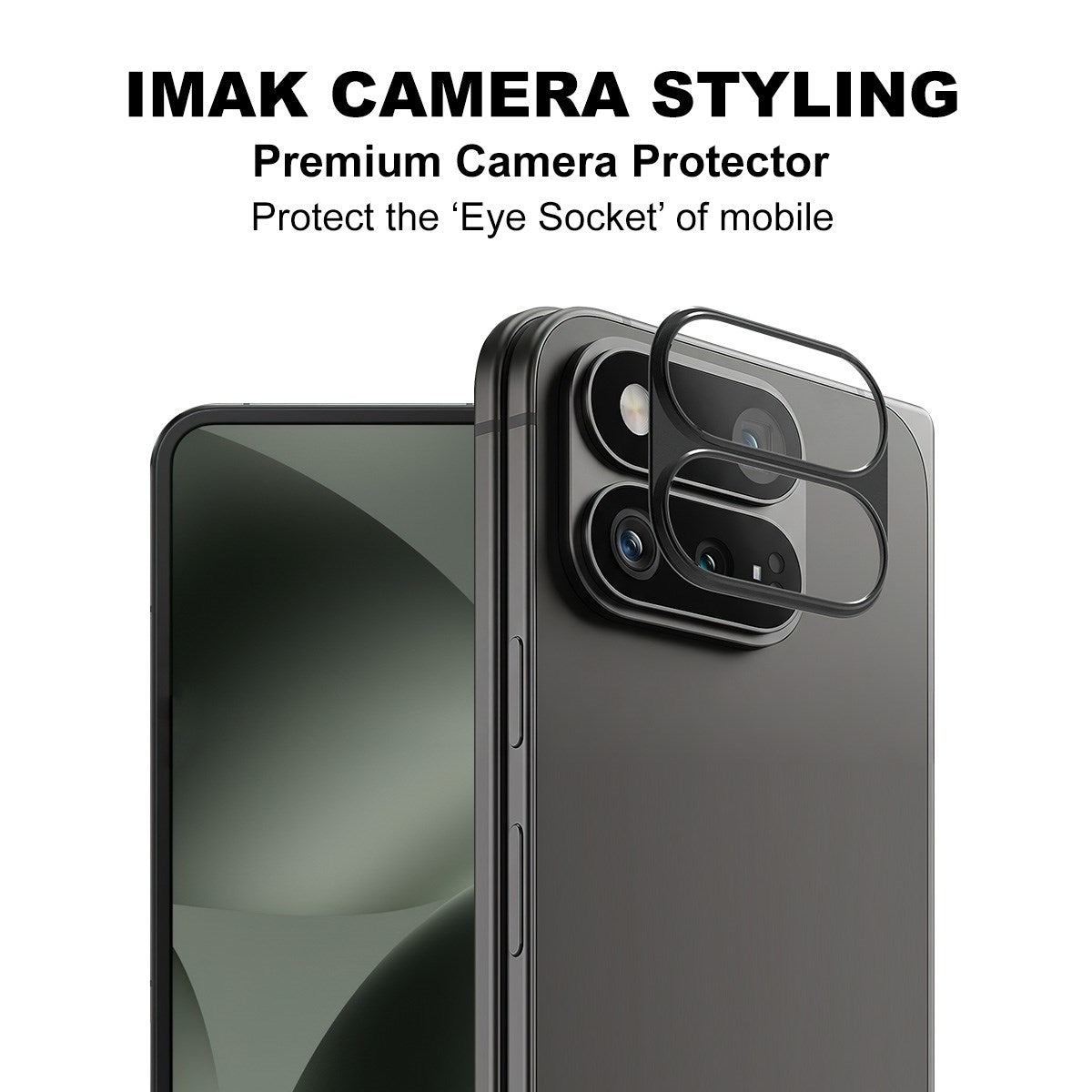 Google Pixel 11 Pro Fold IMAK Metal Kamerabeskyttelsesglas - Gennemsigtig / Sort Kant