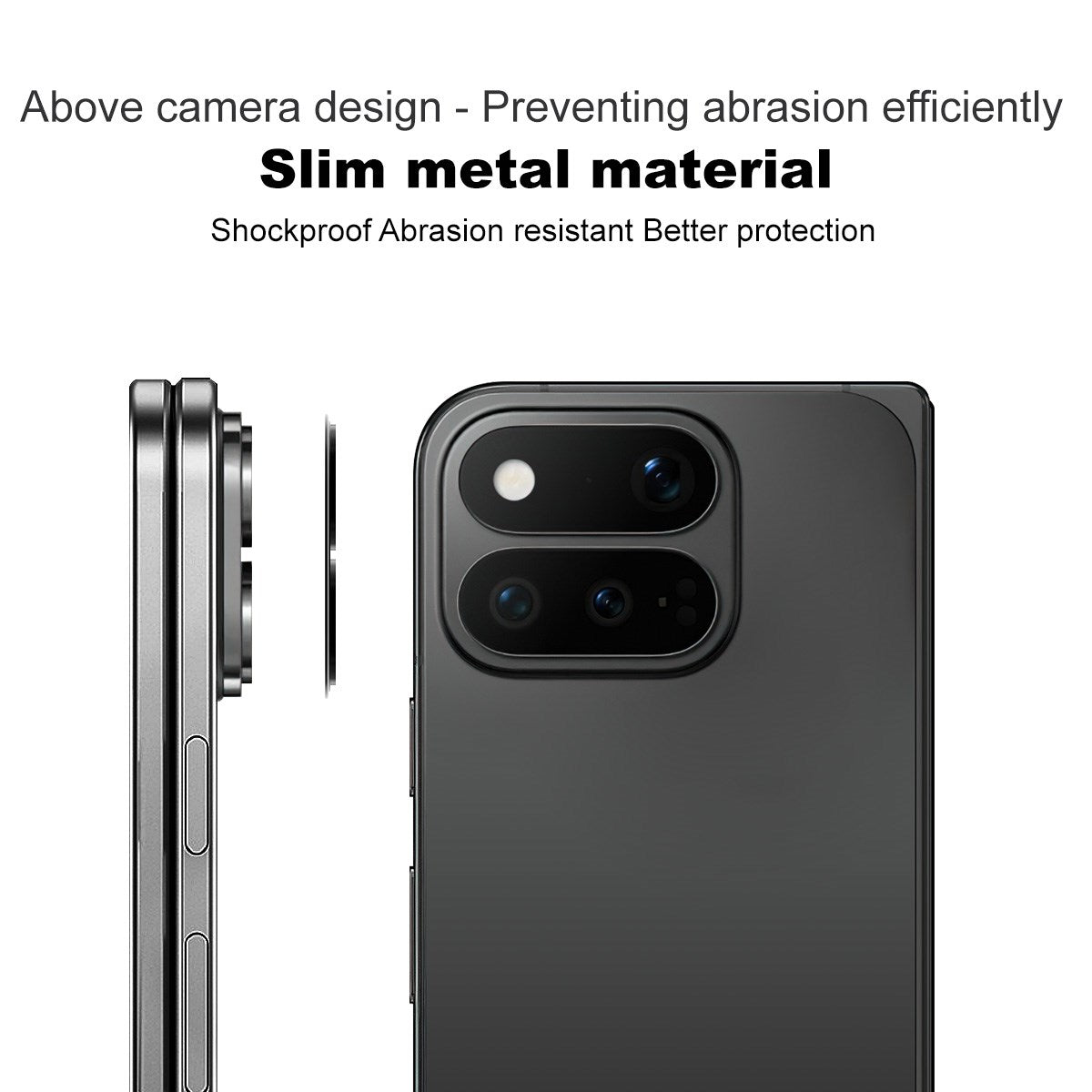 Google Pixel 11 Pro Fold IMAK Metal Kamerabeskyttelsesglas - Gennemsigtig / Sort Kant