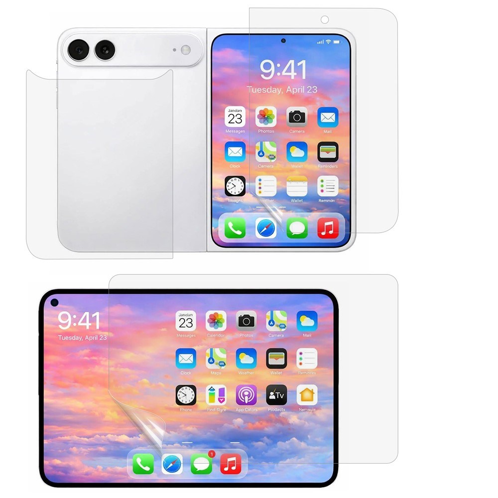 iPhone Fold Beskyttelsessæt - 3x Film - Gennemsigtig