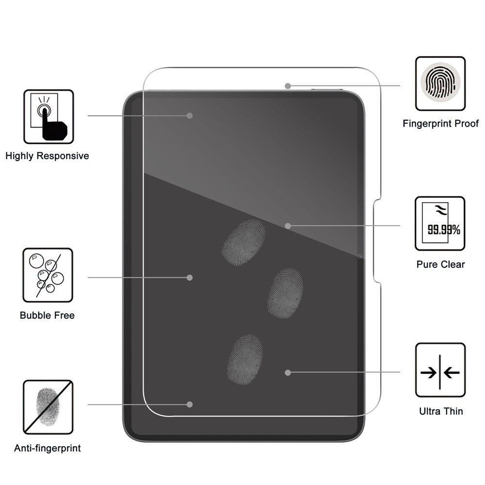 iPad Mini (2026) 8. Gen. Hærdet Skærmbeskyttelsesglas - Full Fit - Gennemsigtig
