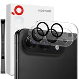 NORTHJO iPhone Fold Hærdet Kameralinsbeskyttelsesglas - 2 Stk. - Gennemsigtig / Sort