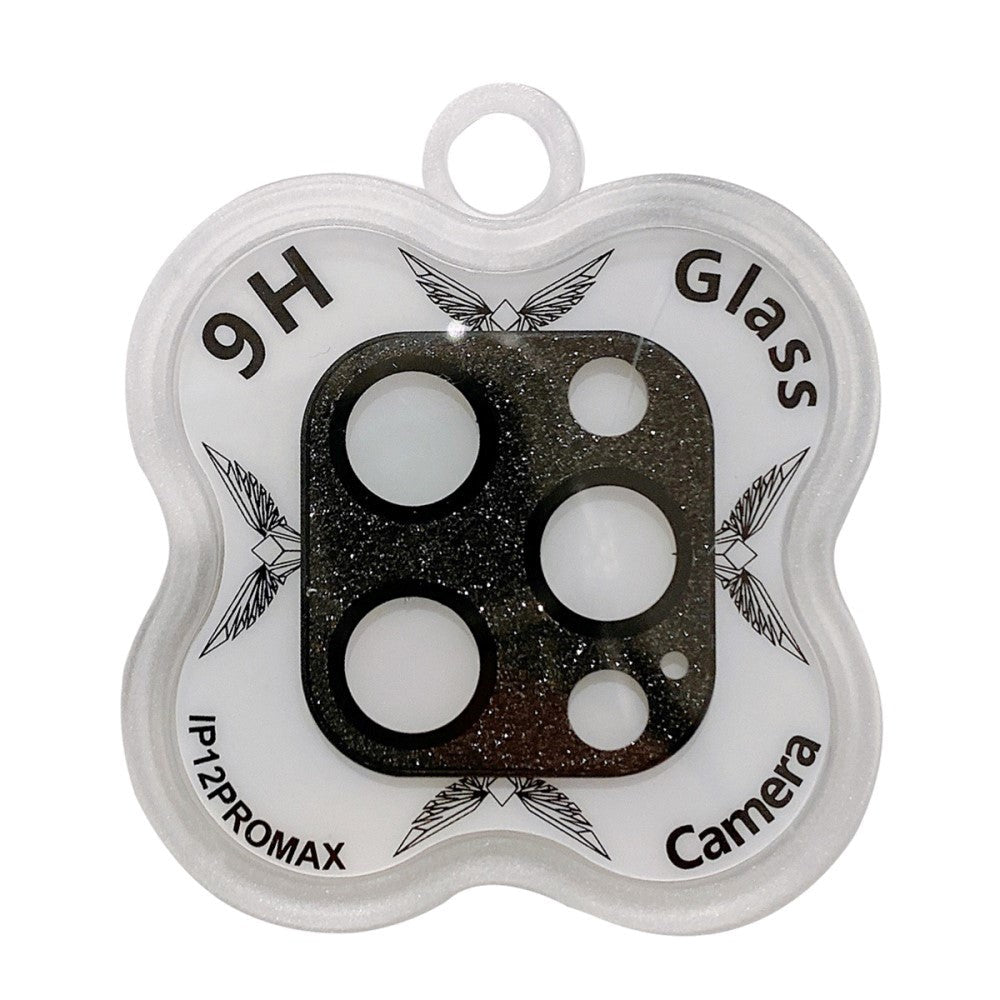 iPhone 12 Pro Max kameralinsebeskytter - svart glitter