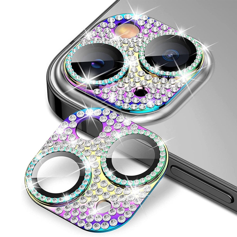 iPhone 13 / 13 Mini Enkay Glassbeskyttelse for kameralinse m. Rhinestone - Flerfarget
