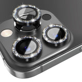 iPhone 13 Pro / 13 Pro Max Kamerabeskyttelse m. Rhinestone - Svart