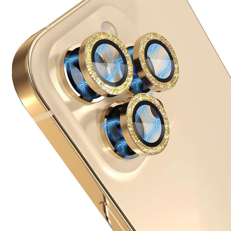 iPhone 13 Pro / 13 Pro Max Kamerabeskyttelse m. Rhinestone - Gull
