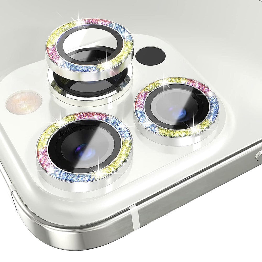 iPhone 13 Pro / 13 Pro Max Kamerabeskyttelse m. Rhinestone - Flerfarget