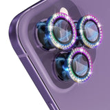iPhone 14 Pro / 14 Pro Max Kamerabeskyttelse m. Rhinestone - Flerfarget
