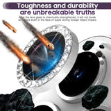 Kameralinsebeskyttelse m. Rhinestone for iPhone 15 Pro / 15 Pro Max - Sølv