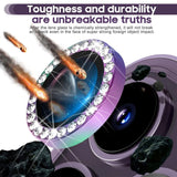 Kameralinsebeskyttelse m. Rhinestone for iPhone 15 Pro / 15 Pro Max - Rainbow