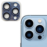 iPhone 15 Pro / 15 Pro Max Kameralinsebeskyttelse m. Rhinestone - Marineblå