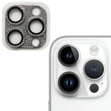 iPhone 15 Pro / 15 Pro Max Kameralinsebeskyttelse m. Rhinestone - Sølv
