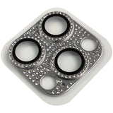 iPhone 15 Pro / 15 Pro Max Kameralinsebeskyttelse m. Rhinestone - Sølv