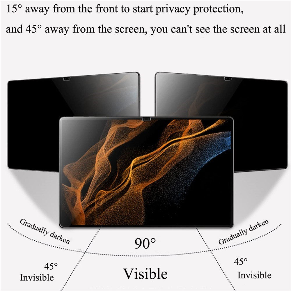 Samsung Galaxy Tab A11+ (Plus) / A9+ (Plus) Hærdet Skærmbeskyttelsesglas m. Privacy - Gennemsigtig