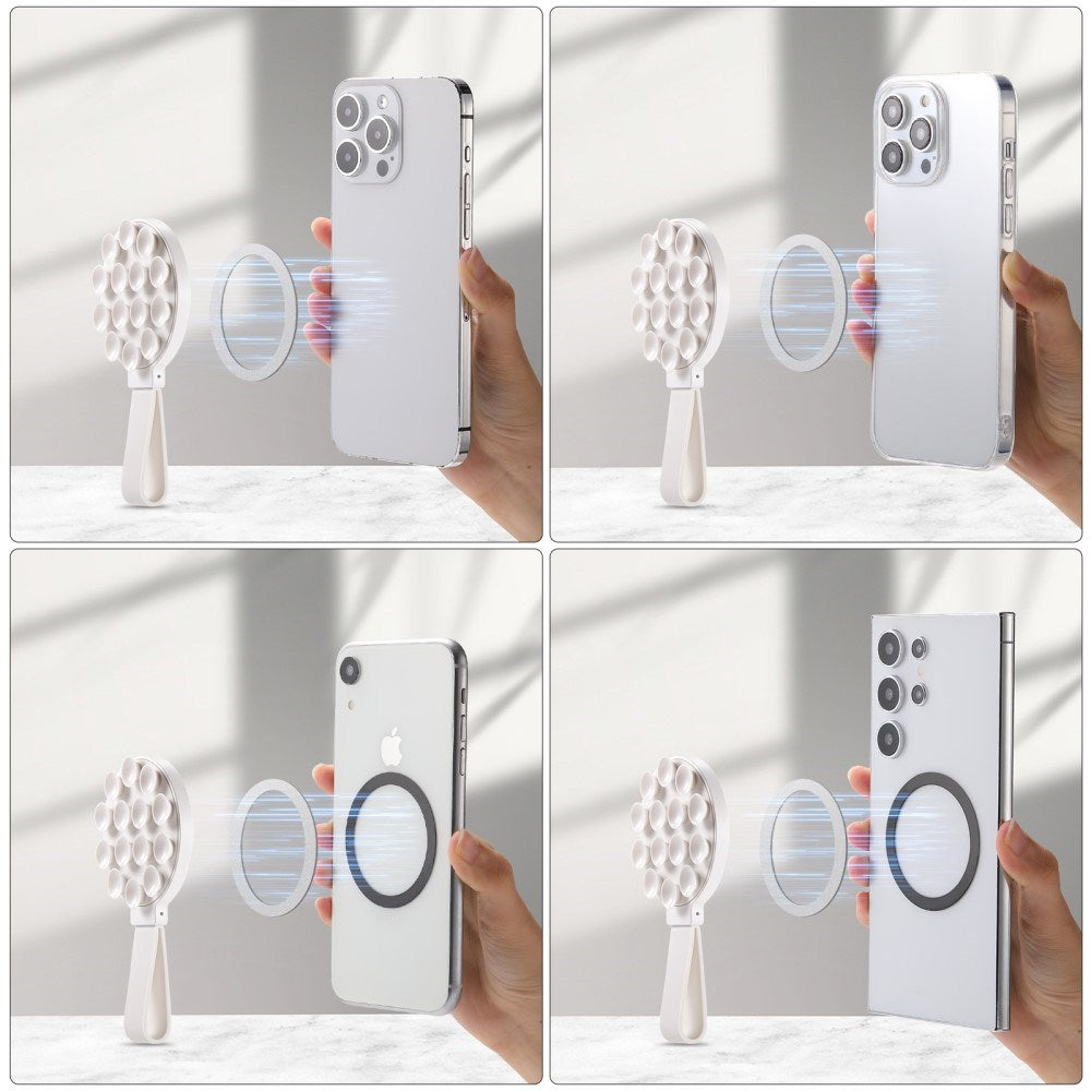 Silikon sugekopp mobilholder m. Stropp - MagSafe-kompatibel - Hvit