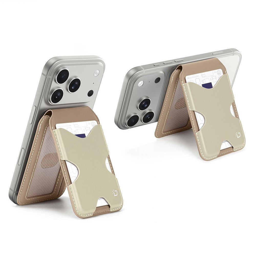 DUX DUCIS Magnetisk Kortholder - 5 Kort - Ståfunktion - MagSafe Kompatibel - Beige