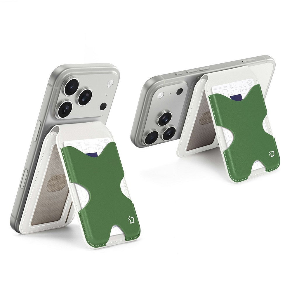 DUX DUCIS Magnetisk Kortholder - 5 Kort - Ståfunktion - MagSafe Kompatibel - Hvid / Grøn