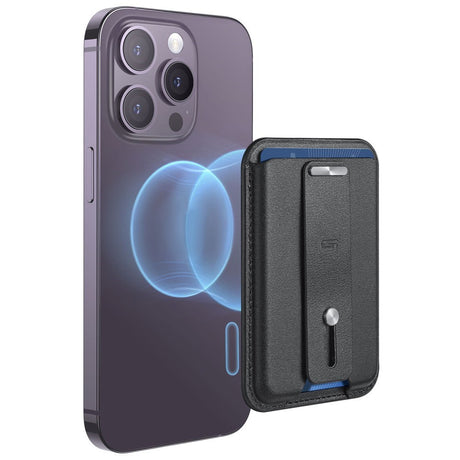 ESR magnetisk kortholder i kunstskinn m. Ståfunksjon - MagSafe-kompatibel - Svart