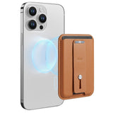 ESR magnetisk kortholder i kunstskinn m. Stativ og stropp - MagSafe-kompatibel - Brun