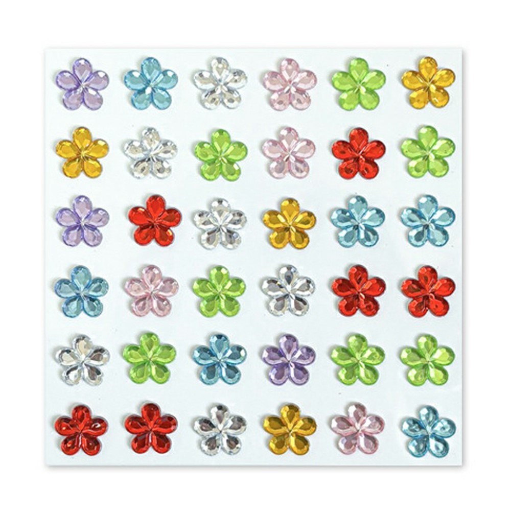 Selvklæbende Krystal 3D Stickers - 36 stk - Blomster