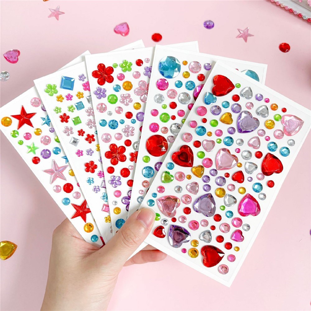 Selvklæbende Krystal 3D Stickers - 88 stk - Hjerter
