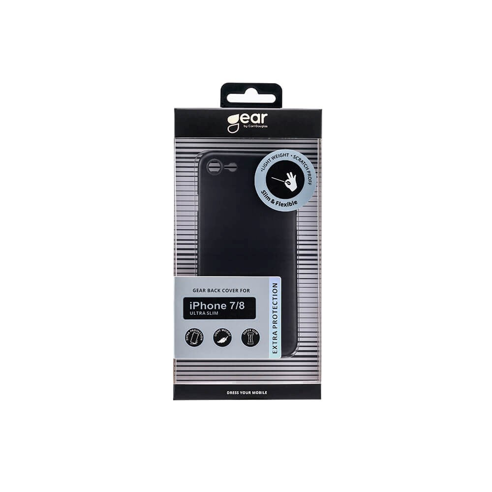 iPhone SE (2022 / 2020) / 8 / 7 GEAR Semi Transparent Fleksibelt Plast Mobil Cover - Sort