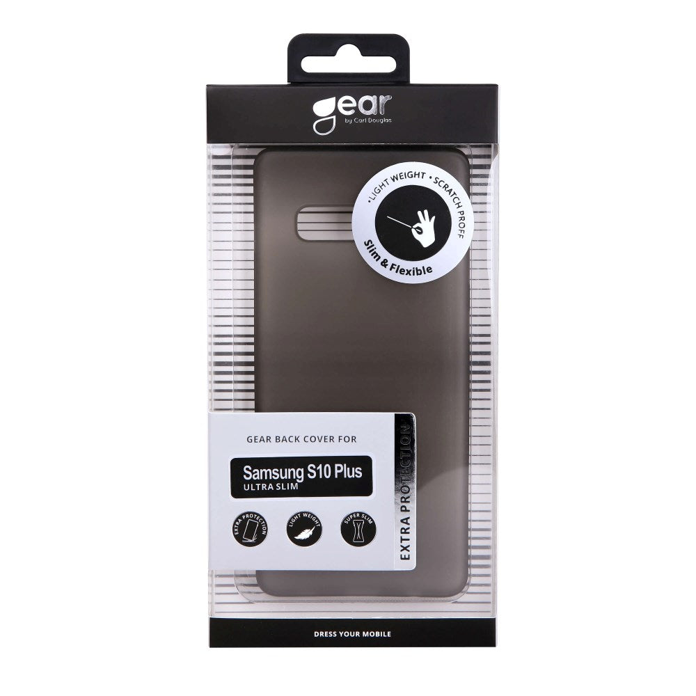 Samsung Galaxy S10+ (Plus) GEAR Semi Transparent Fleksibelt Plast Mobil Cover - Sort