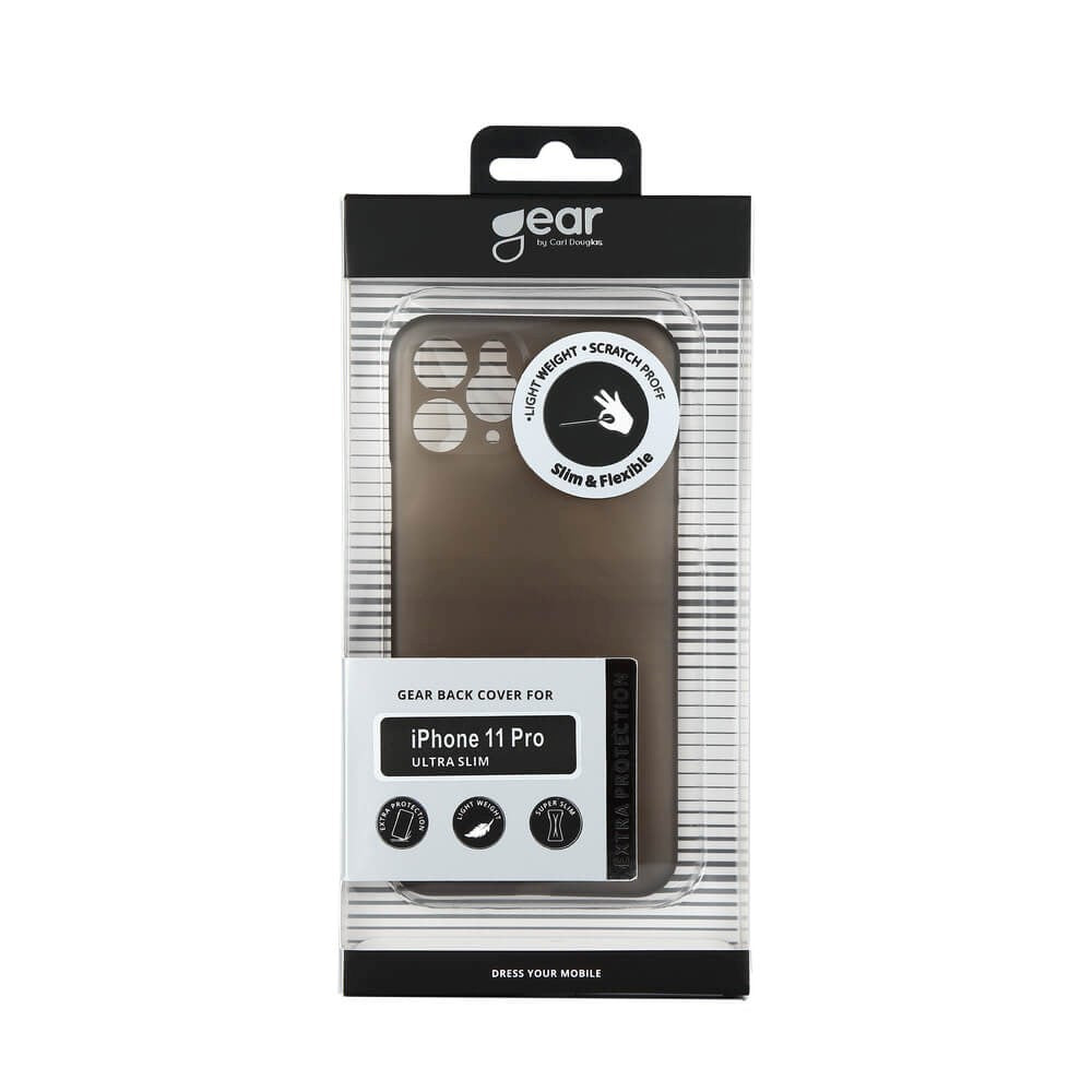 iPhone 11 Pro GEAR Semi Transparent Fleksibelt Plast Mobil Cover - Sort