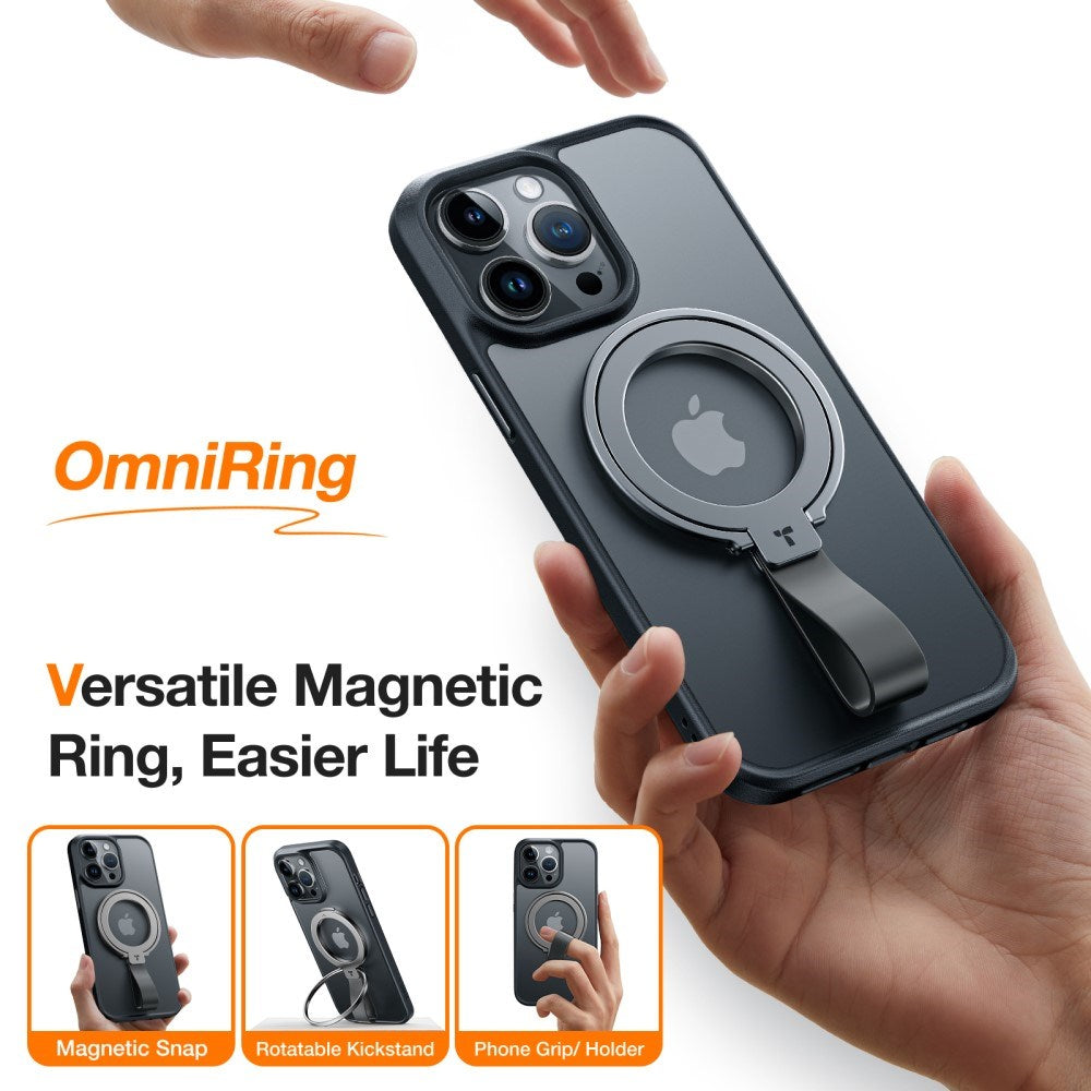 Torras MagSafe-kompatibel metallringholder med stativ - svart