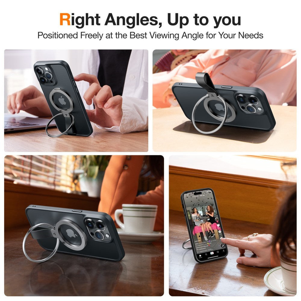 Torras MagSafe-kompatibel metallringholder med stativ - svart