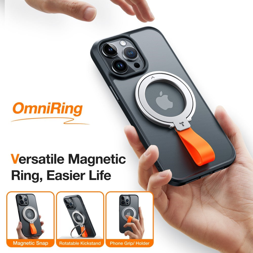 Torras MagSafe-kompatibel metallringholder med stativ - sølv