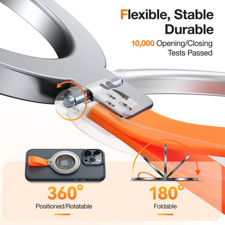 Torras MagSafe-kompatibel metallringholder med stativ - sølv