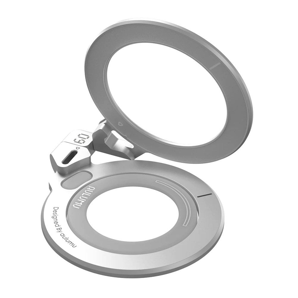 AULUMU Magnetisk Ring med Dobbeltfunktion - Fingergrip / Mobilstander - Sølv