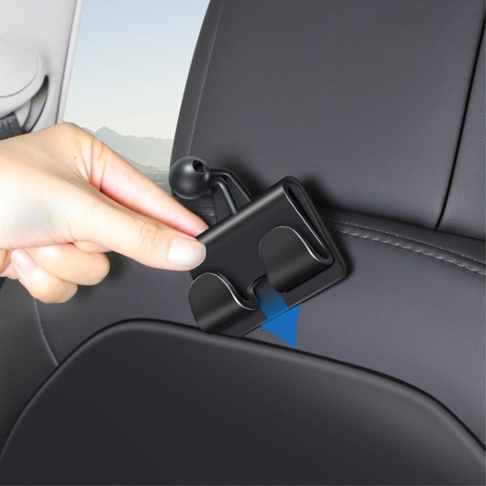 Tesla Model 3 (2017-22) / Model Y (2021-22) - Mobil- / Nettbrettholder for baksetet med klesstativ - Sort