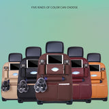 Læder Bagsæde Organizer m. Opbevaring til Paraply, Drikkeflasker & Tablet - Sort