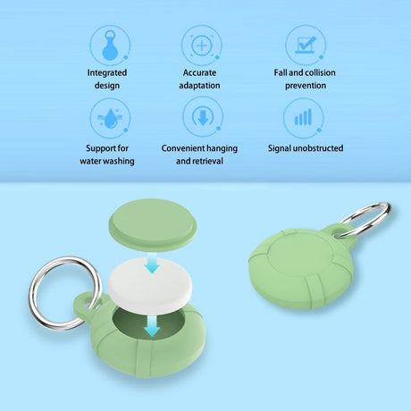 AirTag silikonetui m. Nøkkelring - Lyseblå