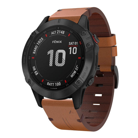 Universal Garmin 22mm QuickFit PU lærreim - mørkebrun
