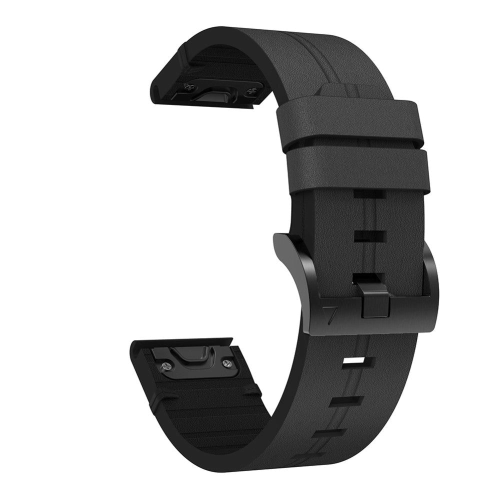 Universal Garmin 22 mm QuickFit lærreim - svart